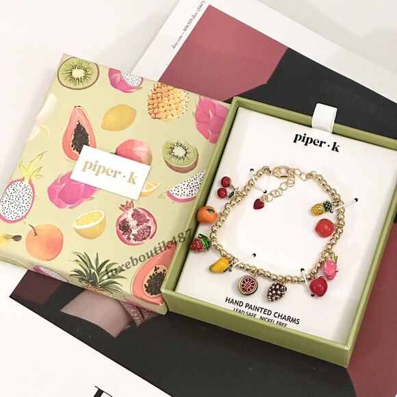 Piper K Fruit Charm Gold-tone Bracelet - Picture 3 of 3